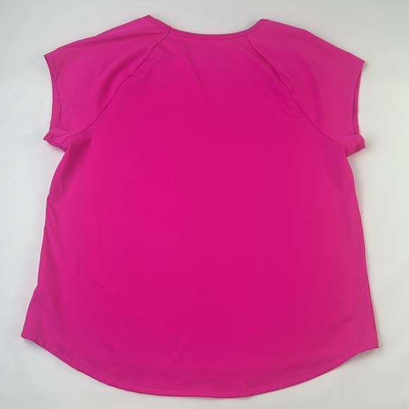 RBX Athletic Cap Sleeve Top. Hot Pink. Large. V-Neck. Scoop Hem. - Picture 5 of 6